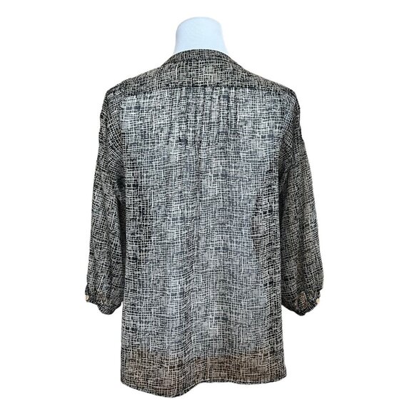 Patterson J. Kincaid  Black Mod Semi Sheer Blouse Size Small Retro Geometric Top - Picture 3 of 9